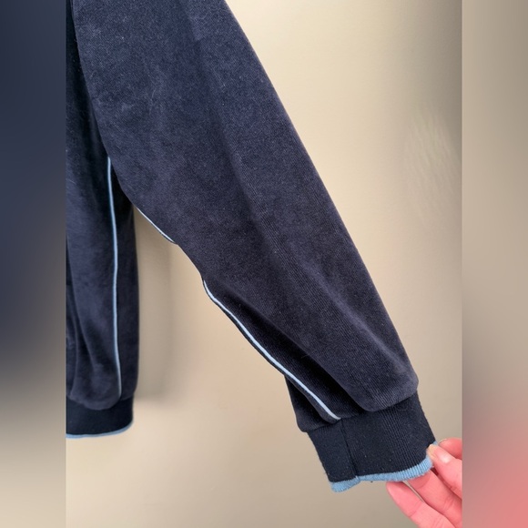 Tupac Malachi Rare Zip Up Velour Style Sweater S Y2K VTG Blue - Picture 4 of 12